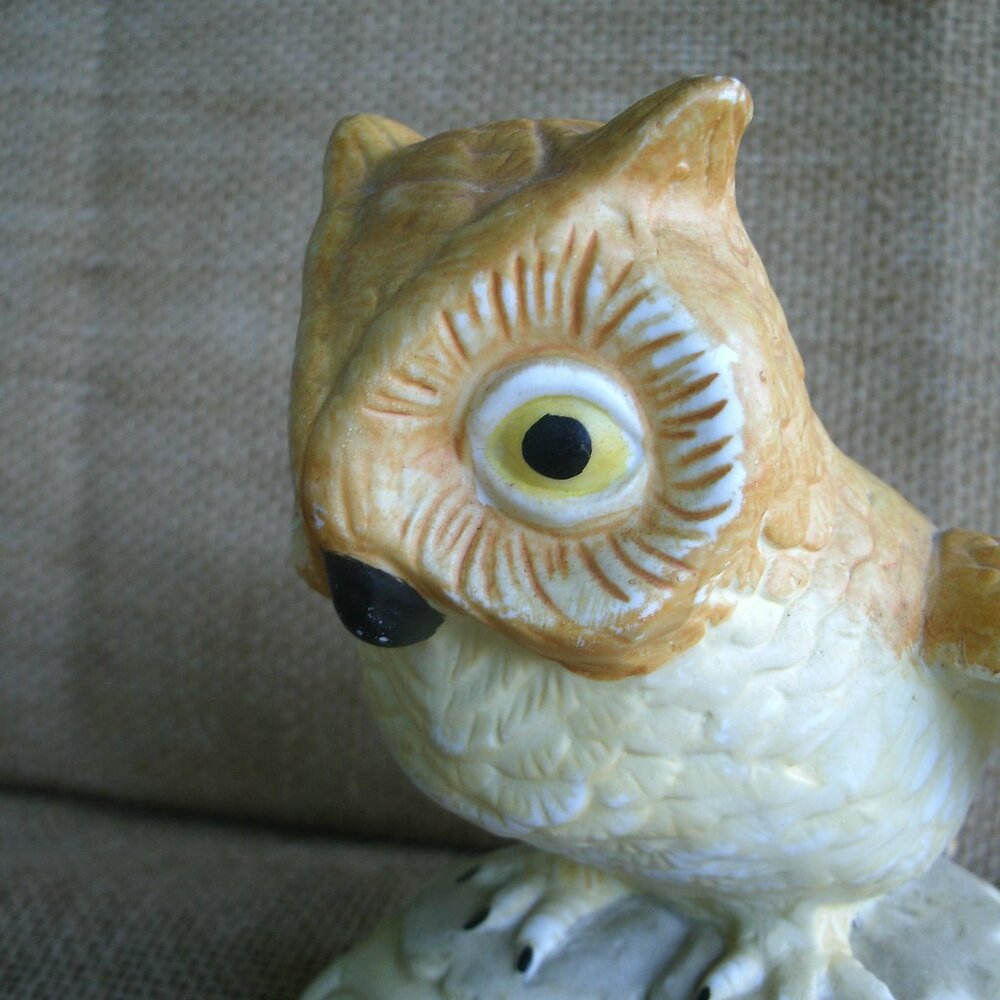 Vintage Homco Owl on Log Porcelain Figurine - Picture 11 of 16